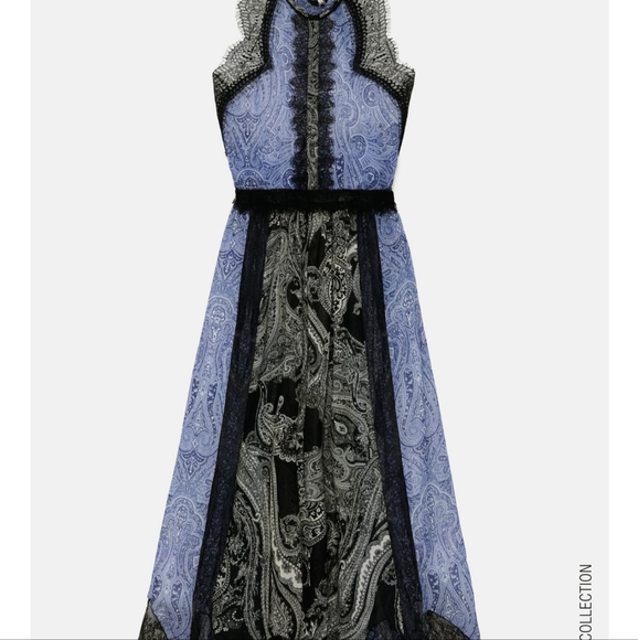 ZARA LIMITED EDITION HALTER LACE DRESS BLUE - Picture 5 of 16